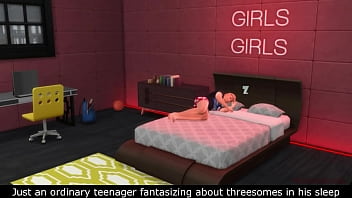 Sims 4, real voice, Hot strangers from the internet come to please the guy in threesome
