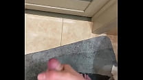 cum on door in bathroom