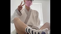 asiático hanfu sissy femboy twink blanco calcetines anal y enorme corrida