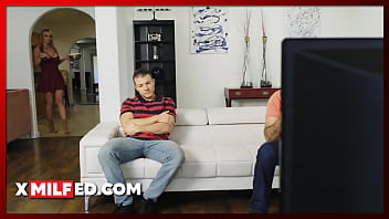 Stepmom (Rachael Cavalli) and Stepson Mocking Husband While Watching Television