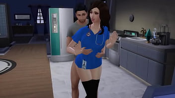 Une infirmière reçoit un triple creampie de son demi-frère (Sims4)