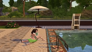 A young gentleman roughly fucked a juicy maid near the pool