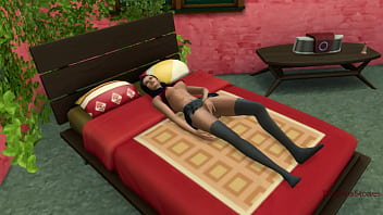 Sims 4, madrasta milf lésbica pega enteada se masturbando