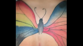 Girl with butterfly tattoo gets fucked doggystyle