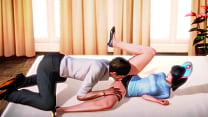 Infermiera in blu che fa sesso con un uomo in un nuovo video di animazione hentai in hotel