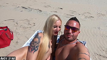 Sexo ao ar livre FKK-BEACH Zandvoort Andy-Star fode uma loira sem camisinha