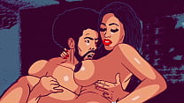 Sexy gruesa ébano Moriah rebota su gran trasero en un bbc - Ai re renderizado de dibujos animados