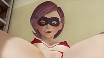 Helen Parr (The Incredibles) cunnilingus para su coño afeitado después de un duro día de trabajo hasta el orgasmo y squirt en mi cara