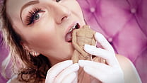 ASMR eating food fetish video - girl with braces eating chocolate man - giantess vore (Arya Grander)