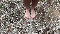 He Pee on My Feet and Ass on the Beach I love feel this Hot Rain