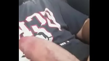 Uncut cock twitching in car