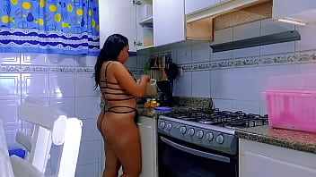 Making coffee in lingerie: My neighbor fucks me in the kitchen, we end up fucking really good on the table. Do you want to come and fuck me too?