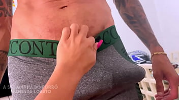 Guy with a big dick filled Safadinha do Forró's mouth with cum