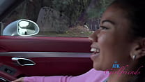 Ameena Green being a naughty girl in the car getting her pussy rubbed and sucking cock