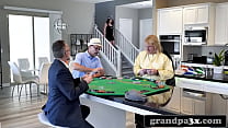 Three Kinky Old Dudes Fuck Young Busty Teen After a Poker Game