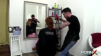 Horny redhead gets her hair cut and ends up in ...